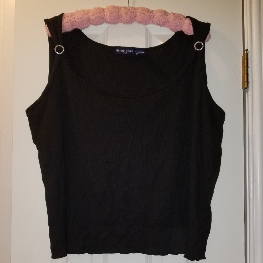 Black tank with rhinestone circle embellishments